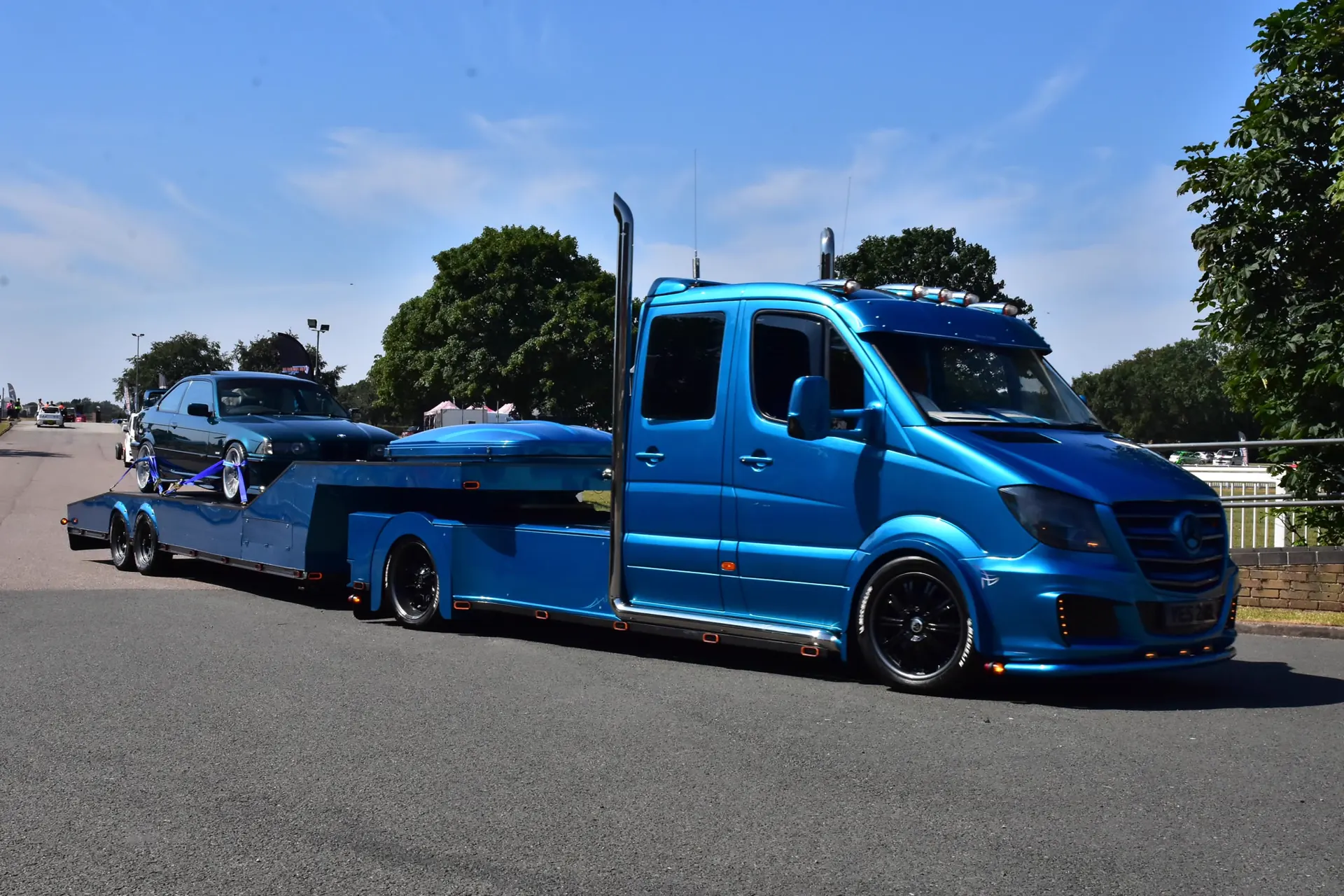 Custom-painted Sprinter fifth-wheel truck built by North West Customs